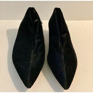 NWT Zara Black Velvet Pointed Toe Kitten Heel Ankle Boot 37